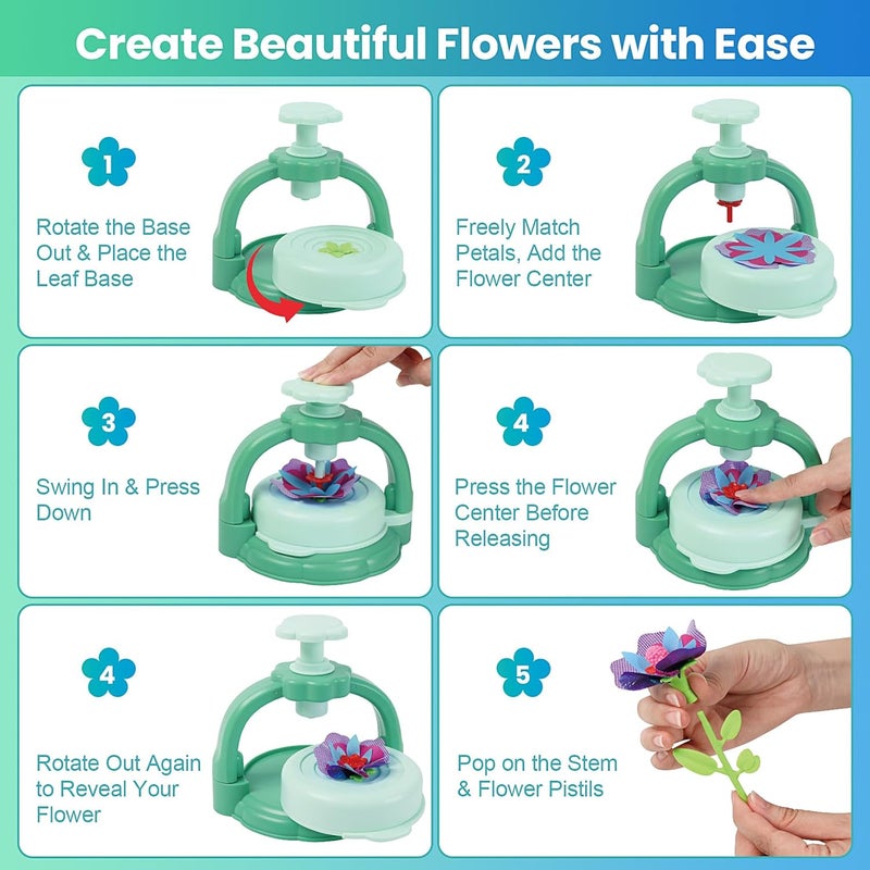 BIRANCO. . DIY Flower Bouquet Maker Kit for Kids – Build Your Own Flower Market, Arts & Crafts Toys for Girls Ages 4-8, Educational Activity with Rich Accessories, Great Gift Idea - Image 5